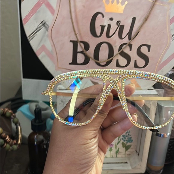Gold Rhinestone Sunglasses - Picture 1 of 5